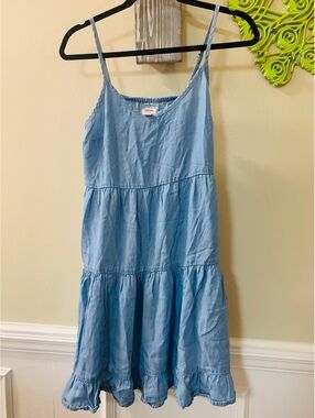 Mossimo Supply Co. Medium Light Blue Denim Tiered Sundress with Ruffle Hem